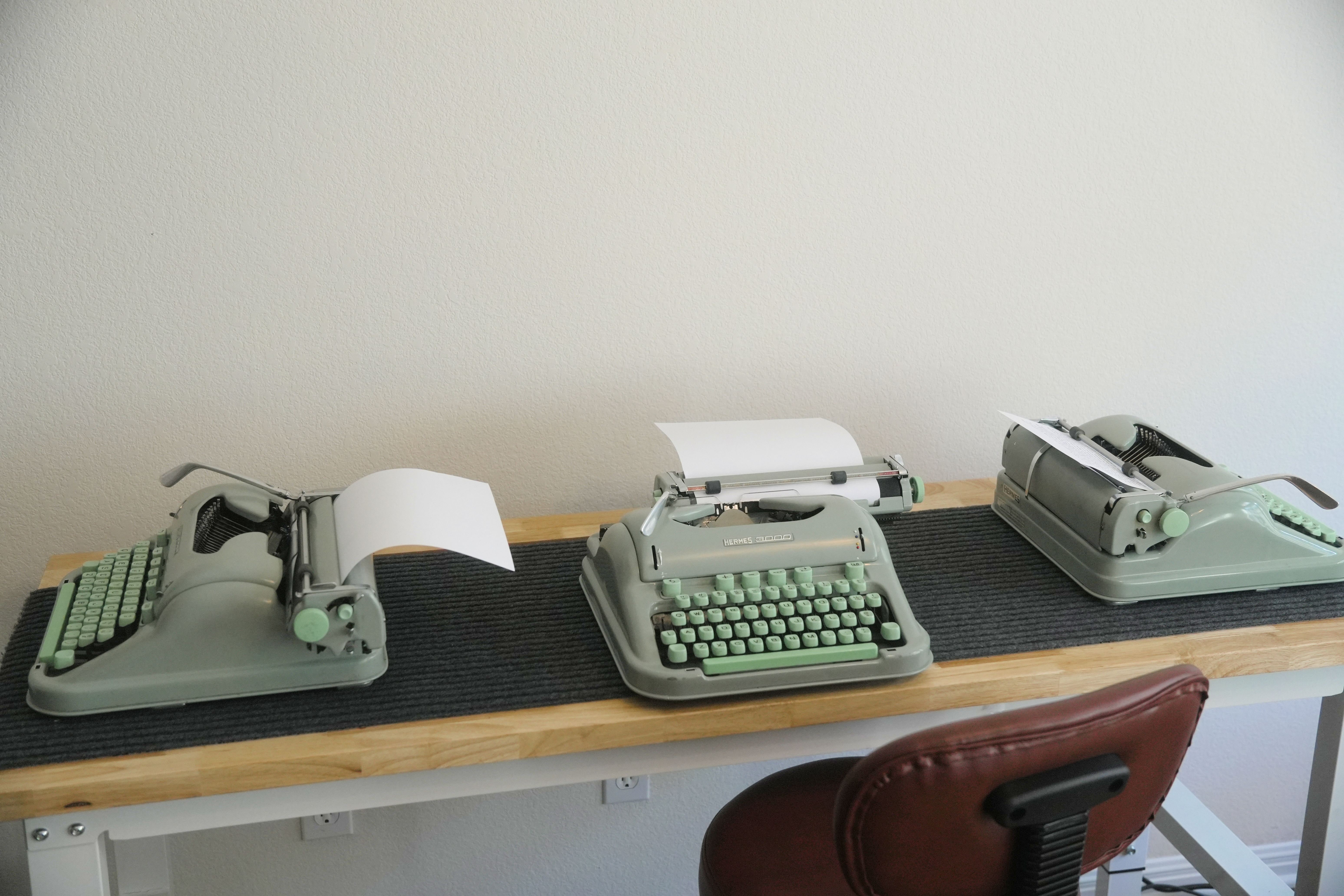 Typewriters arranged for a corporate session