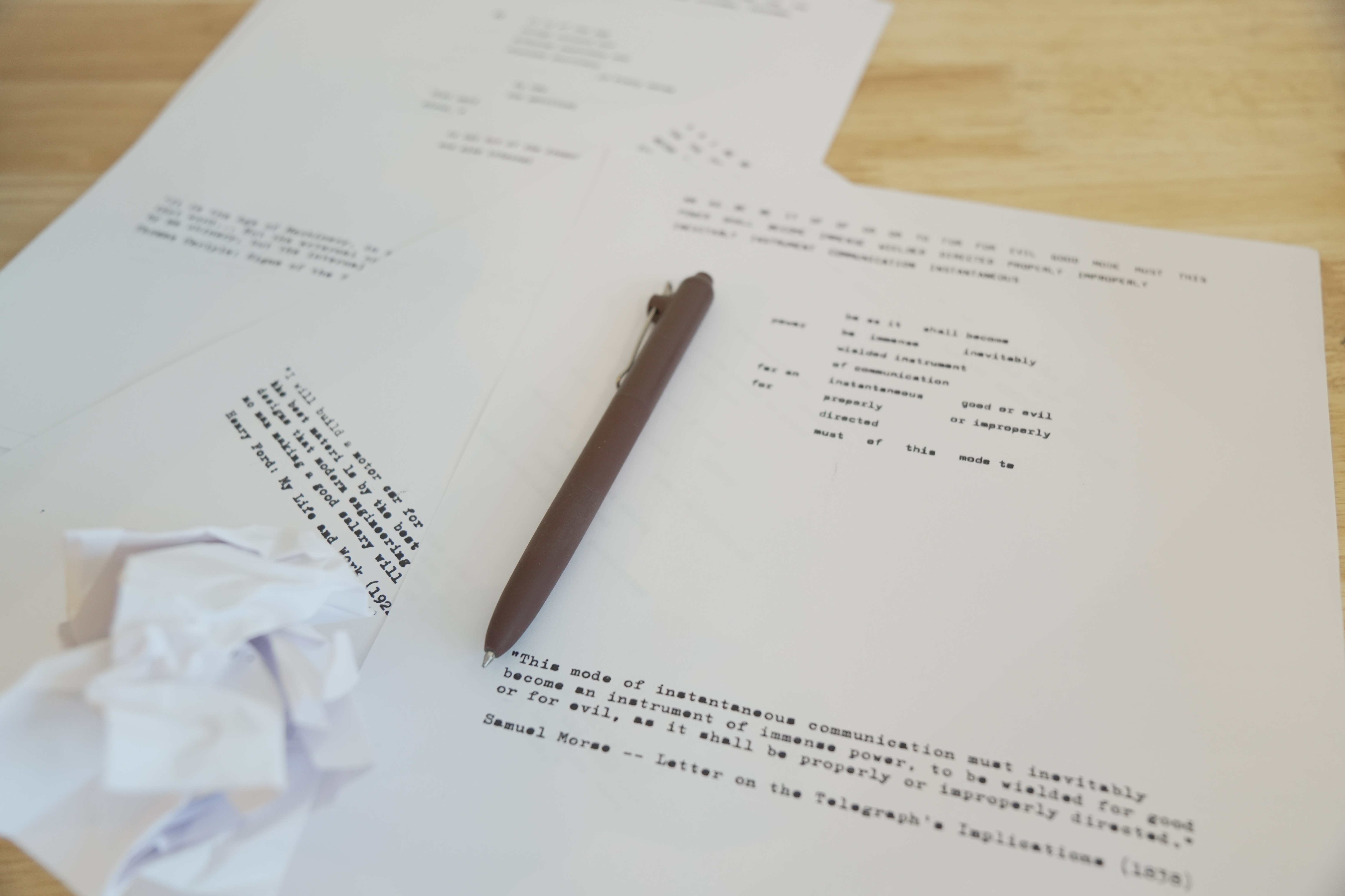 A typed freewriting page